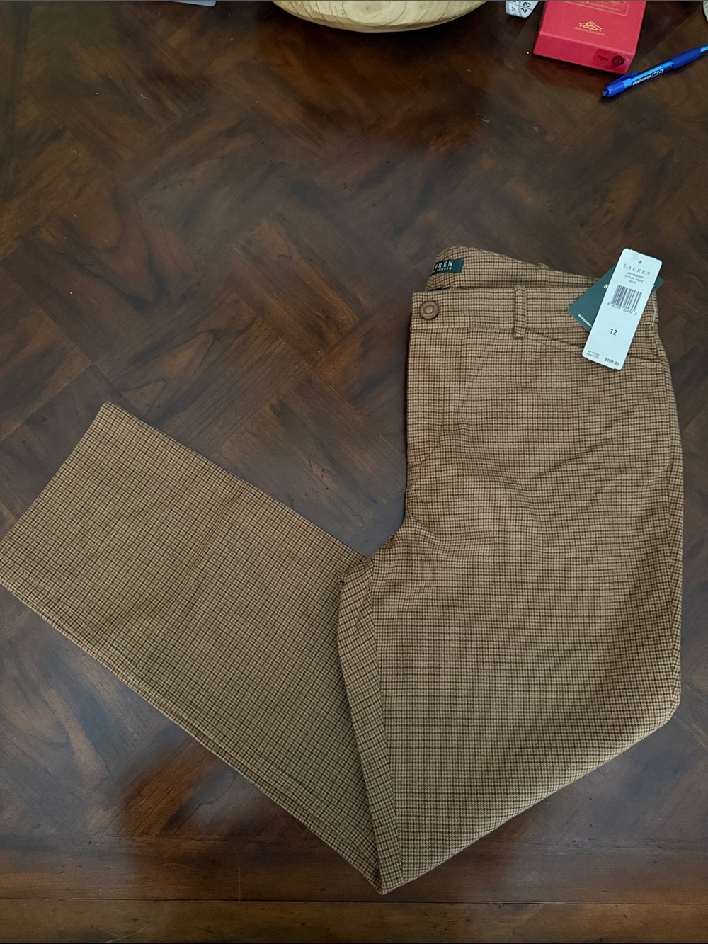 Lauren Ralph Lauren Women’s Tan/Brown Micro-Check Chinos